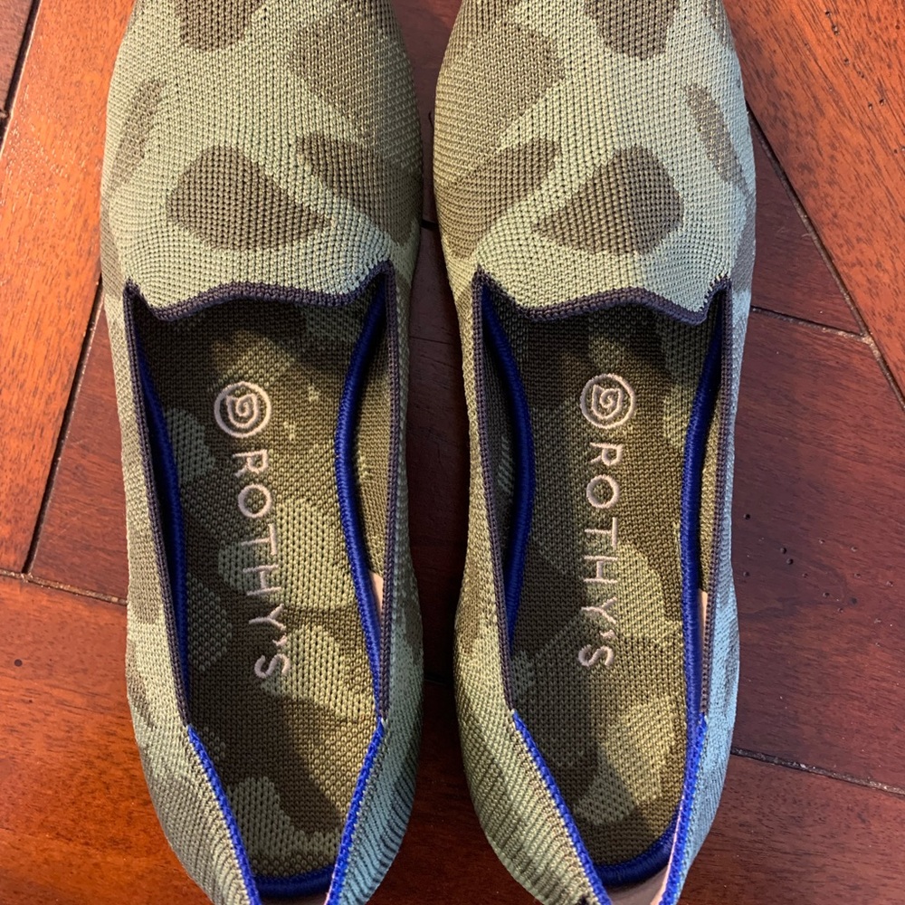 Brand new Rothy flats in green camo